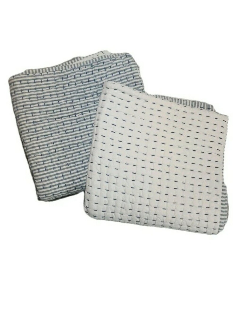 Pottery Barn Wheaton Pick-Stitch Reversible Quilted Euro Sham Set Of 2 Chambray